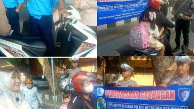 Sosialisasi dan Ajak Masyarakat Tertib Pajak, Satlantas Metro Razia Gabungan bersama 3 Instansi Periksa Kendaraan yang Melintas